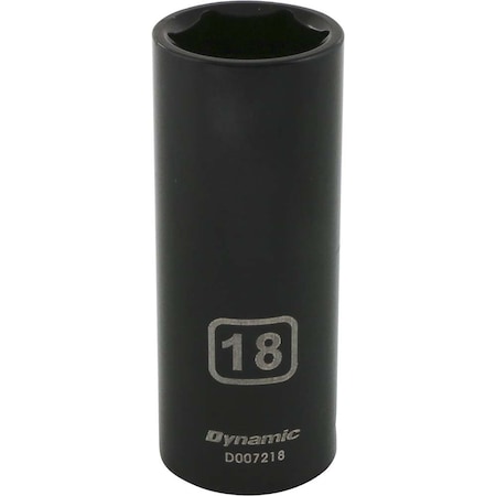 Dynamic 3/8" Drive Deep Socket, Black Phosphate, Tools 3/8" Drive 6 Point Metric, 18mm Deep Length D007218